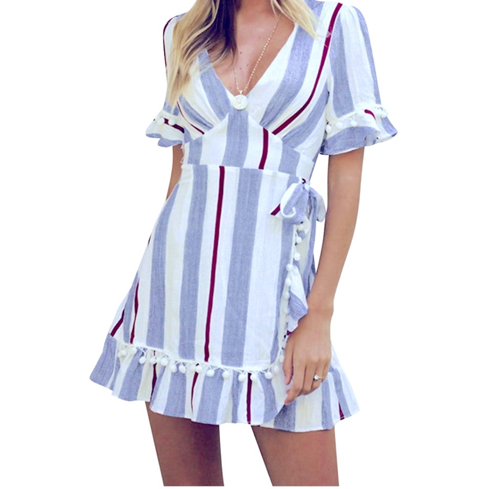 Striped Print Mini A Line Dress